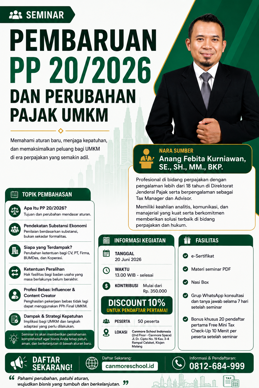 Seminar Pajak: Pembaruan PP 20/2026 dan Perubahan Pajak UMKM